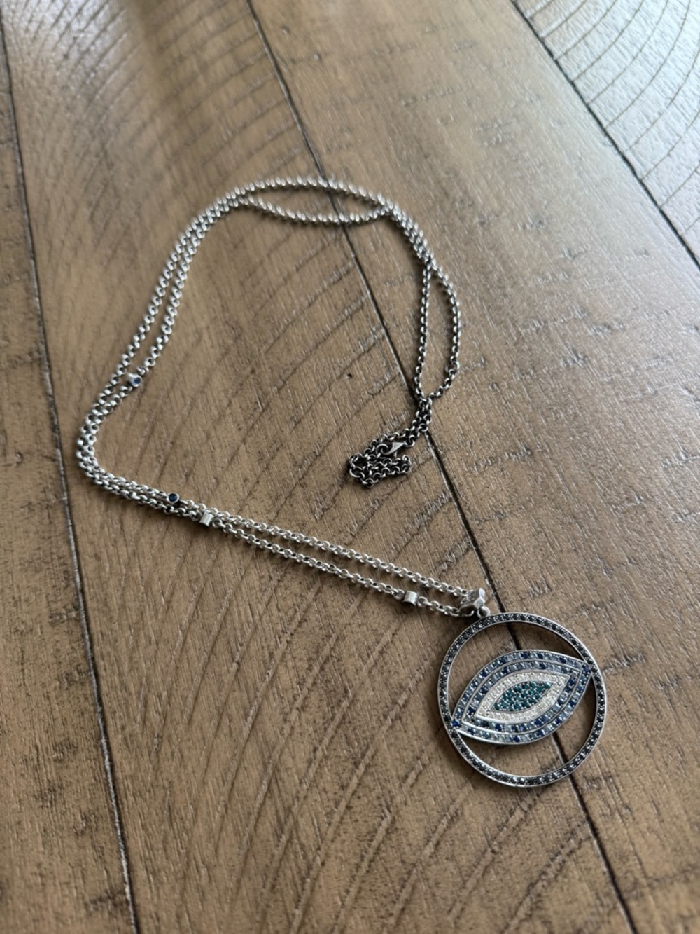 Marianna Goulandris Multistone Evil Eye Pendant Necklace Sterling Silver Blue